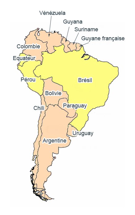 Carte de l’Amérique du Sud des pays visités avant décembre 2018 - l'autre ailleurs en Colombie